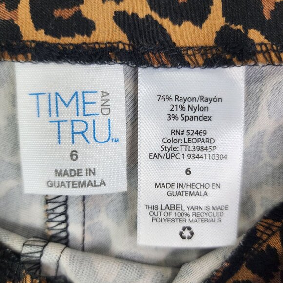 Womens Brown Time And Tru Leopard Animal Print Leggings Pants Size 6 - Picture 5 of 12